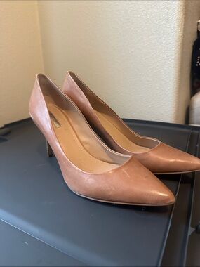 BCBGeneration Metallic Rose Pointed Toe Mid Heel Pumps